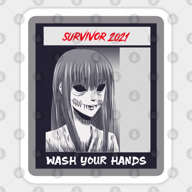 wash your hands horror Magna virus survivor girl Sticker by thunderbudstyle